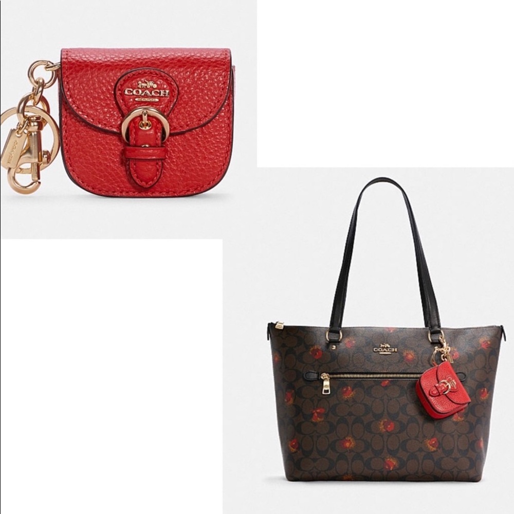 Coach Leather Mini Buckle Saddle Bag Poppy Bag Charm - Picture 3 of 10